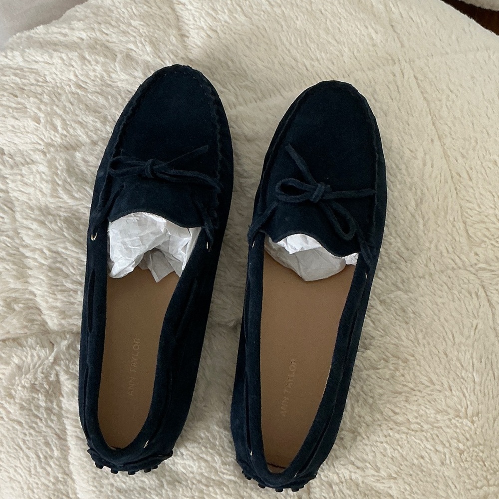 Ann Taylor Dark Blue Suede Loafers